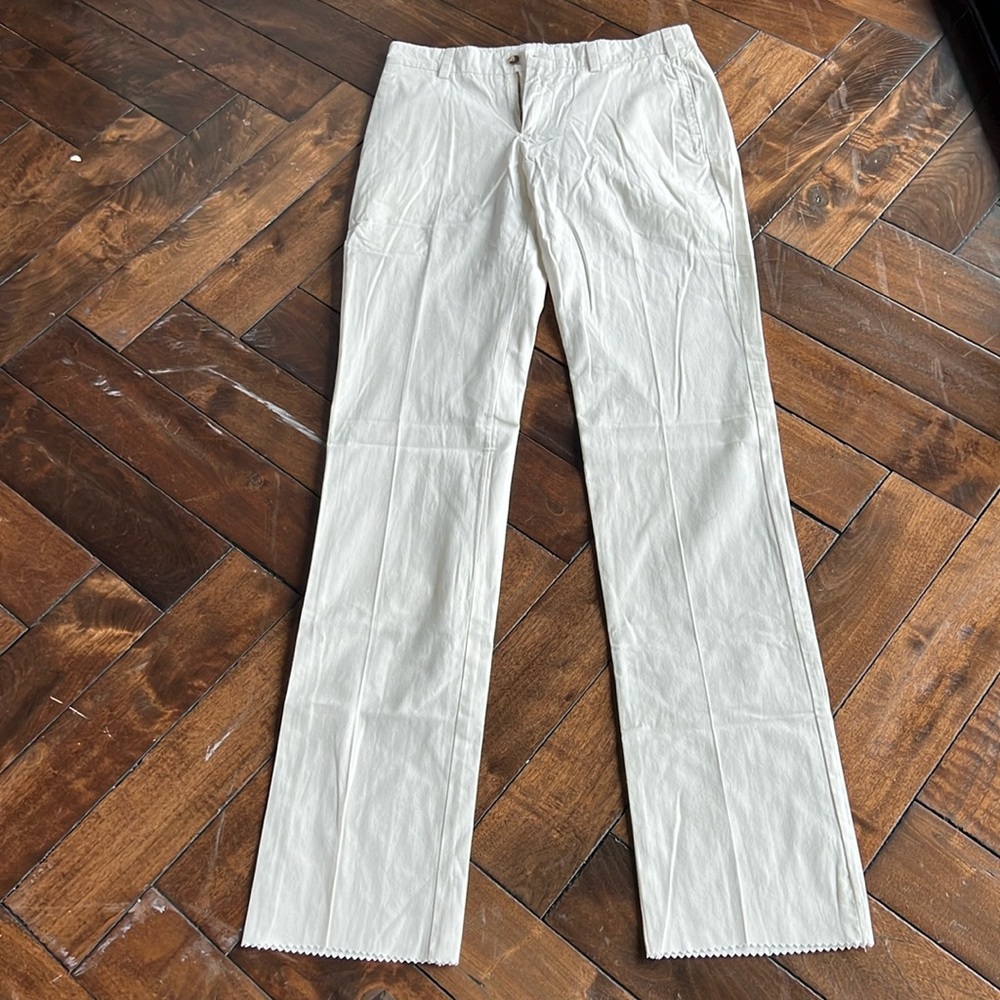 Frank’s pants made in USA size 31 trim fit plain front stone unhemmed trousers